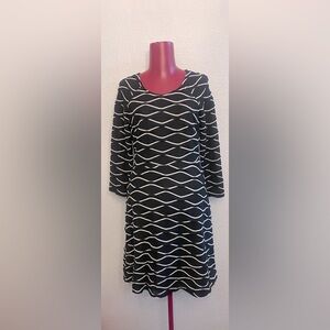ECI Black and White Sheath Dress with 3/4 Sleeves